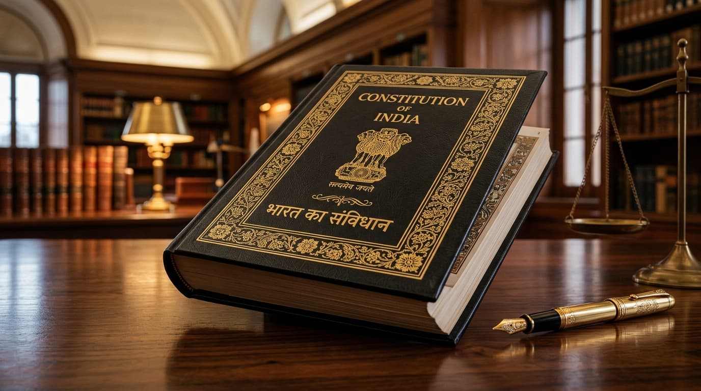 Constitution of India Gold Embossed Leather